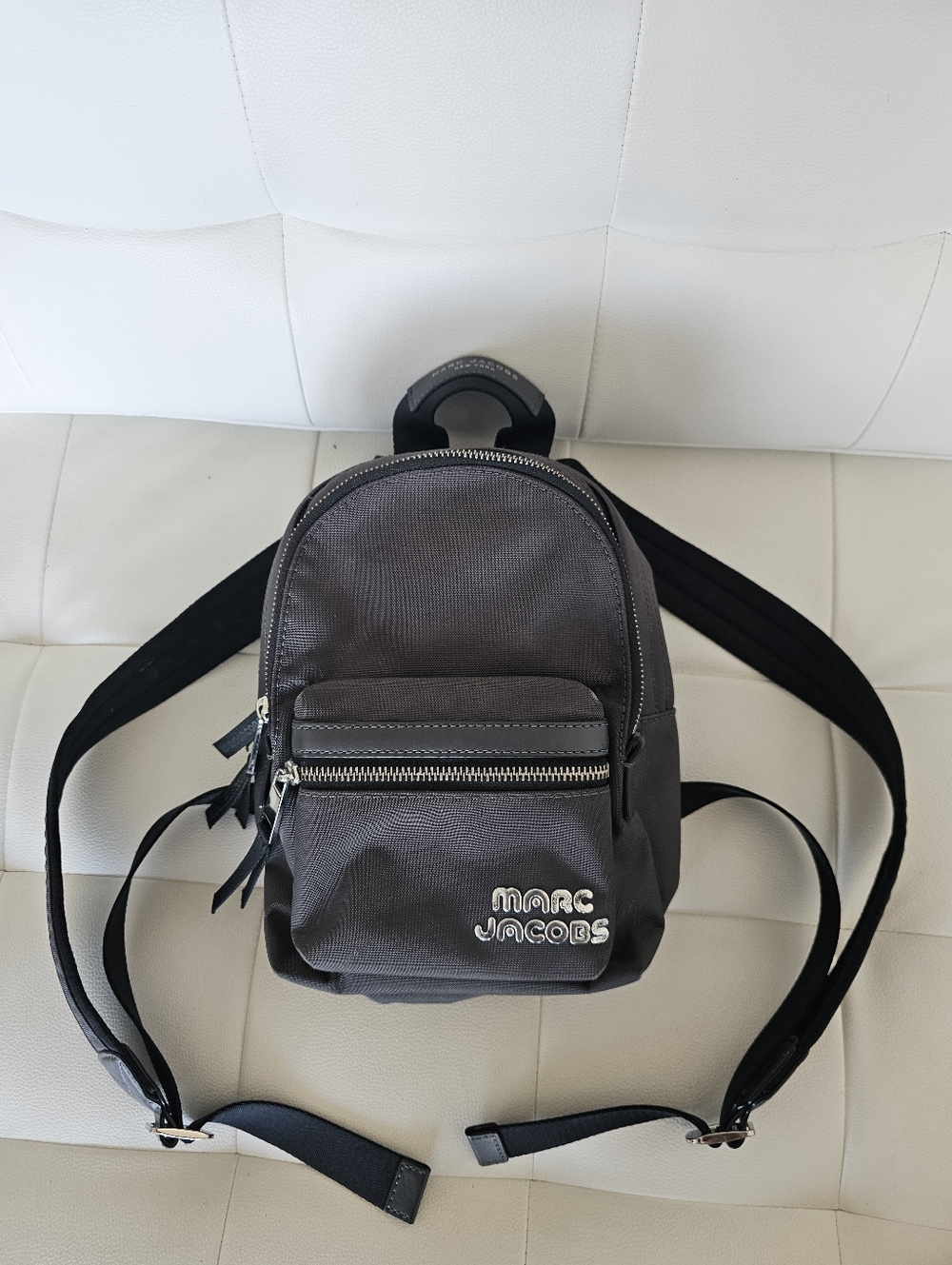 Marc Jacobs Small Gray Canvas Backpack - Casual Everyday Sling